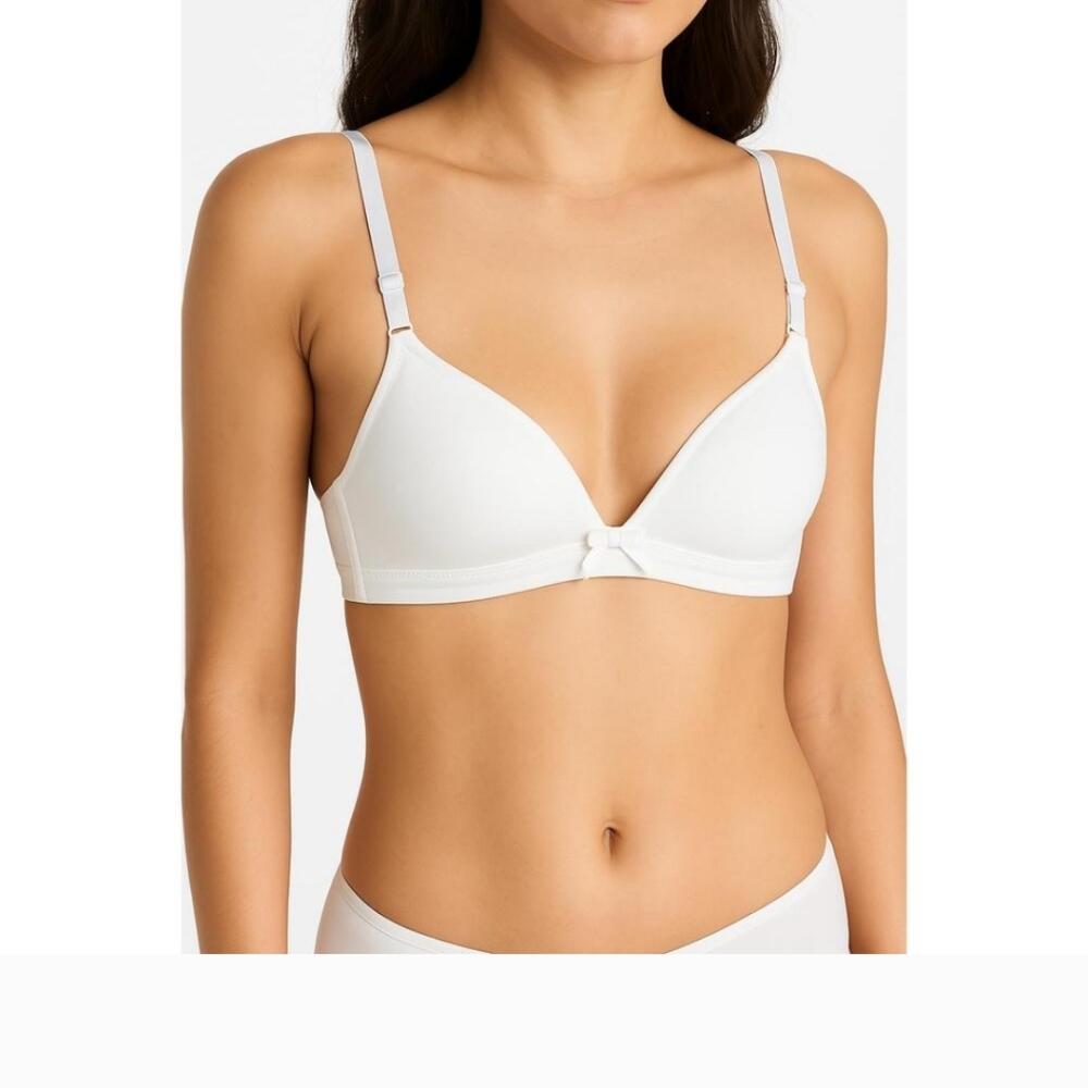 Two Nicole Miller White Bras with Bow Accent - Picture 2 of 7